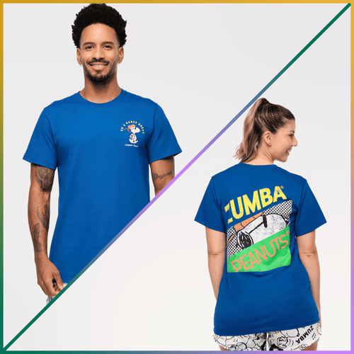 Zumba X Peanuts Crew Neck Tee - Unisex Blue Style for Every Move Zumba X Peanuts Crew Neck Tee - Unisex Blue Style for Every Move