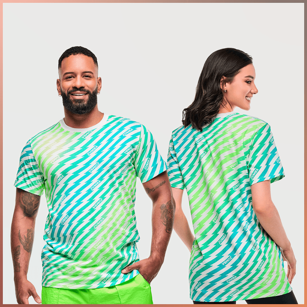 Electric Feel Unisex Crew Neck Tee - Green/Blue