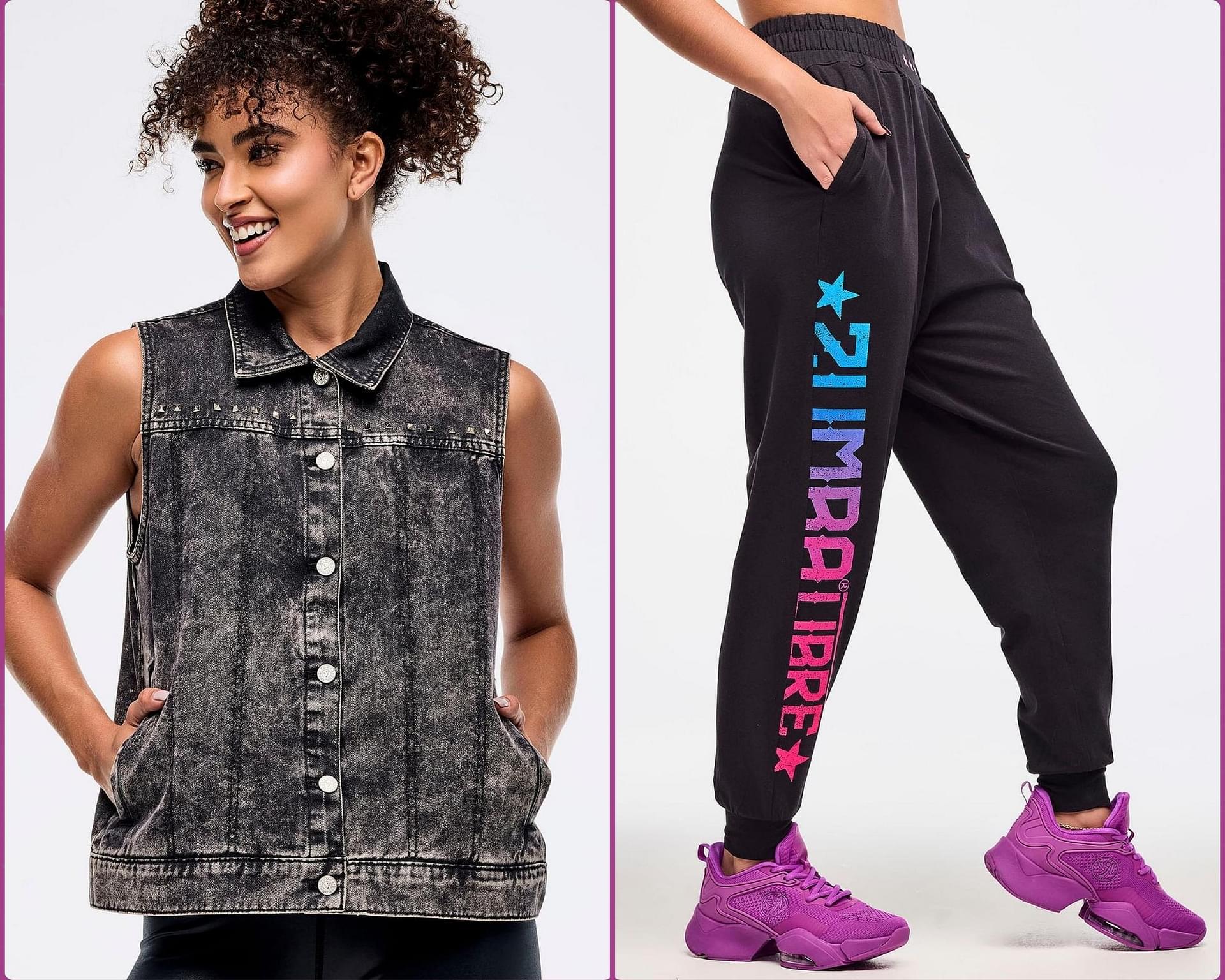Bundle-Zumba Libre Denim Vest+Knit Drop Crotch Joggers(2 Pcs.)