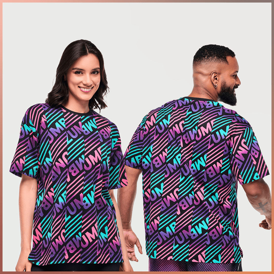 Electric Feel Unisex Oversized Top - Blue/Pink
