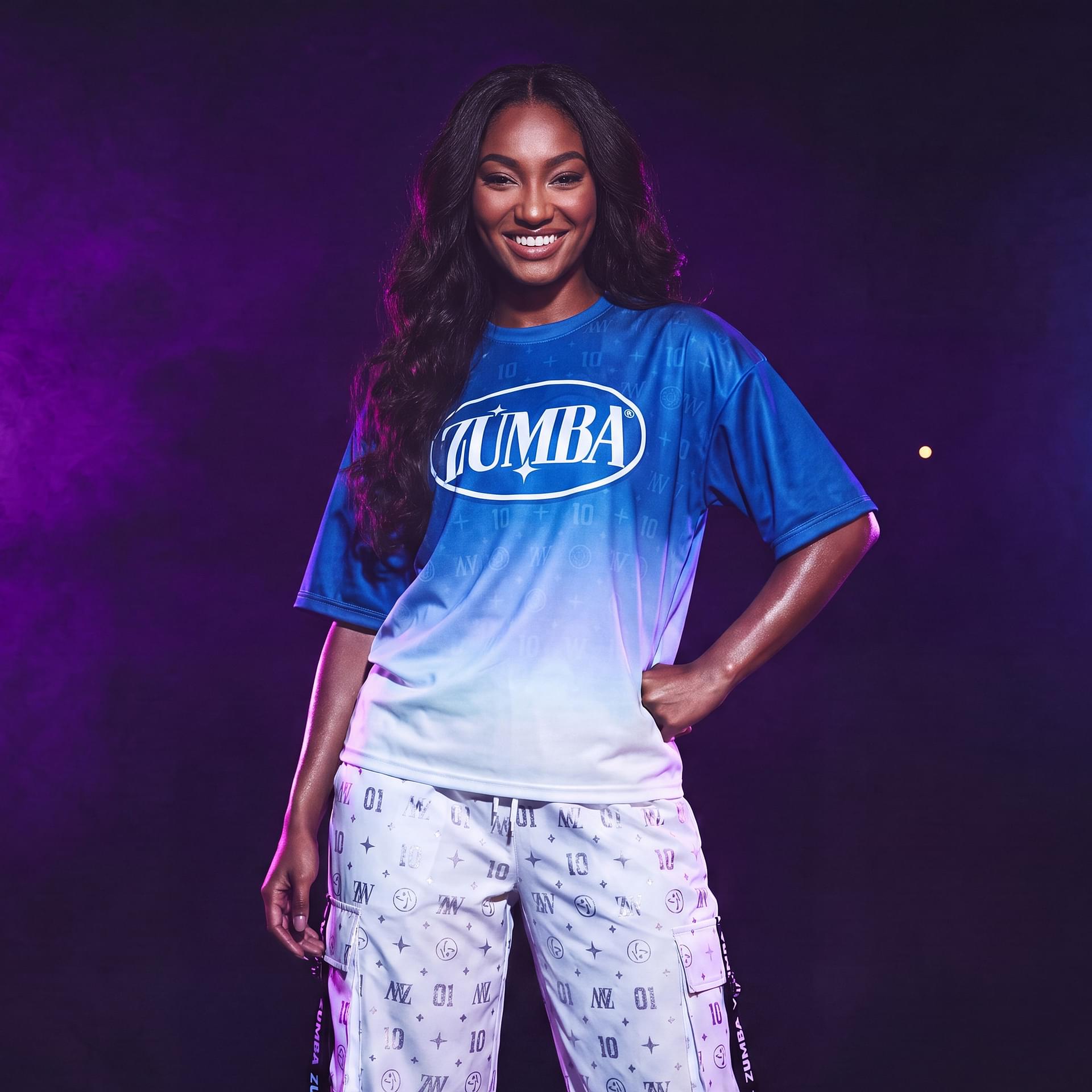 Dale-Z Oversized Drop Shoulder Tee -Blue/White