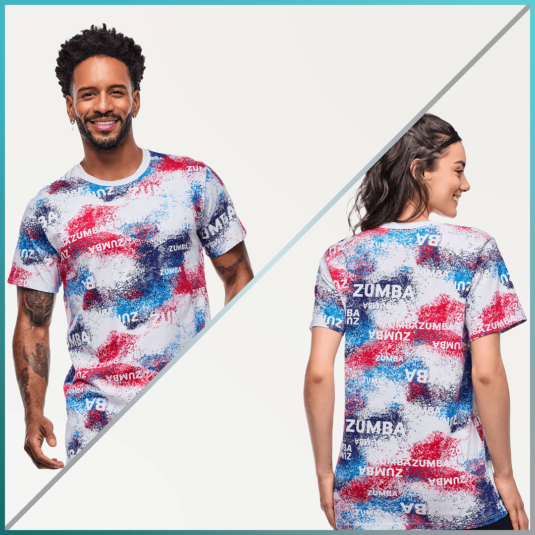 Apres Zumba Unisex Crew Neck Tee - Blue/White