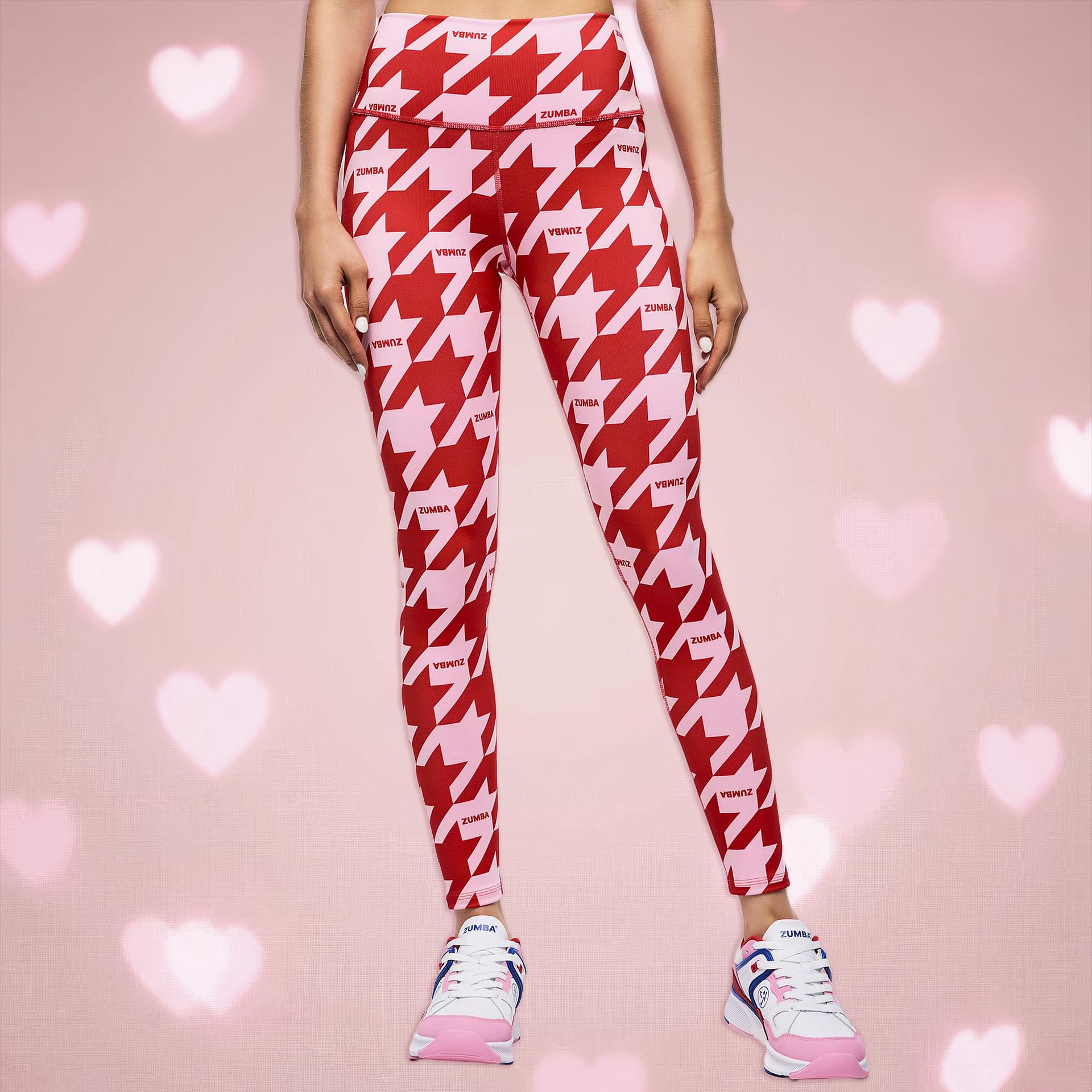 Zumba Amour Magic High Waisted Ankle Leggings - Red/Pink