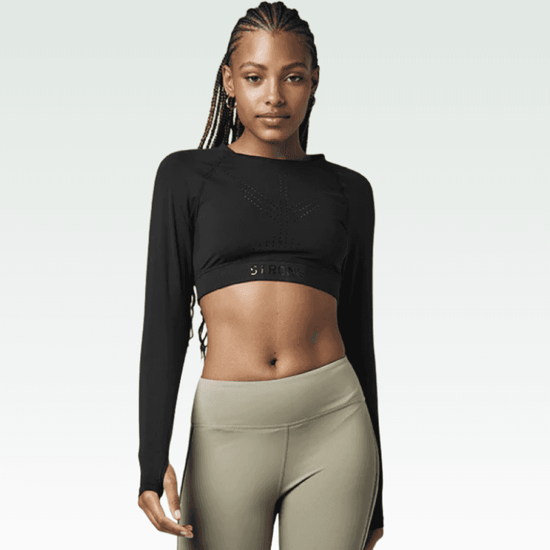 Long sleeve compression crop top sales