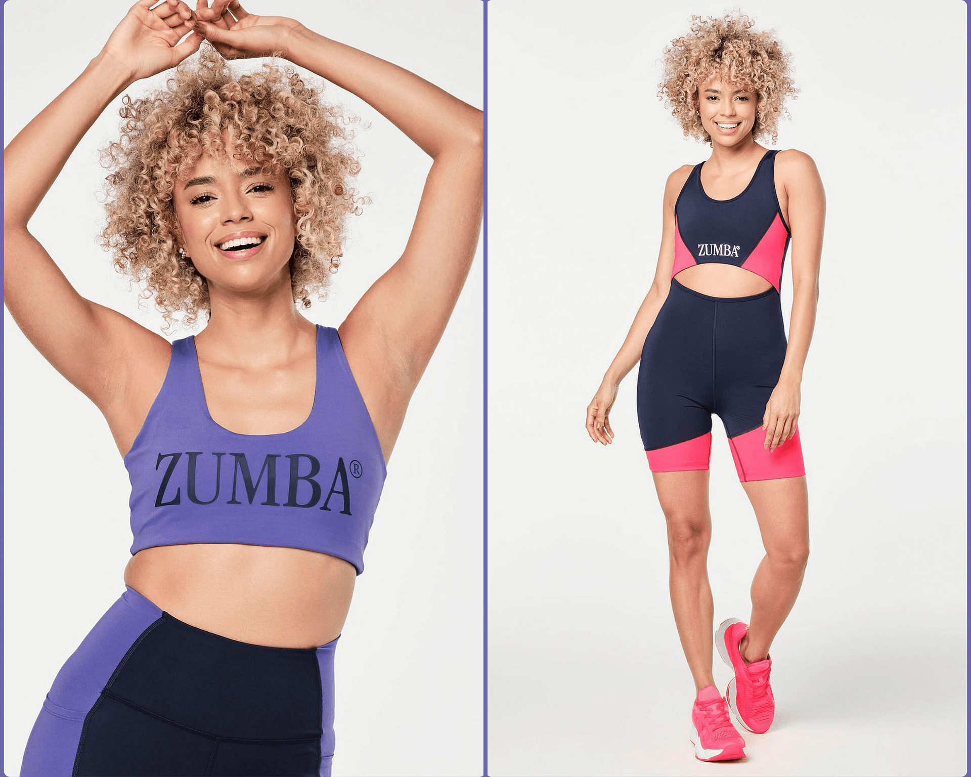 Bundle-Zumba Prep Biker Bodysuit With Open Back+Reversible Scoop Bra(2 Pcs.)