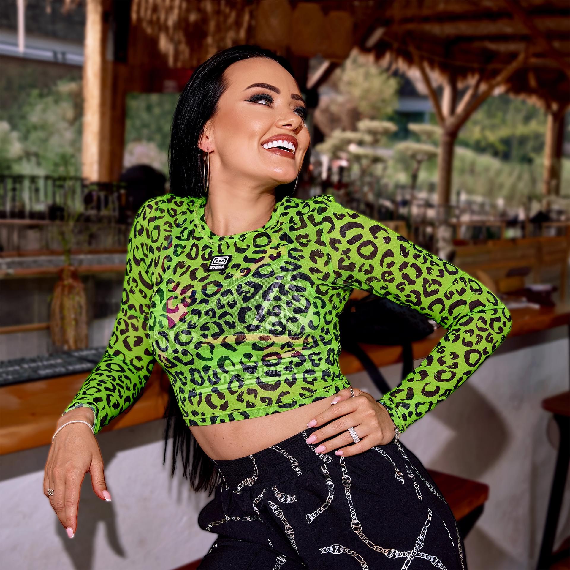 Dale-Z Long Sleeve Mesh Crop Top