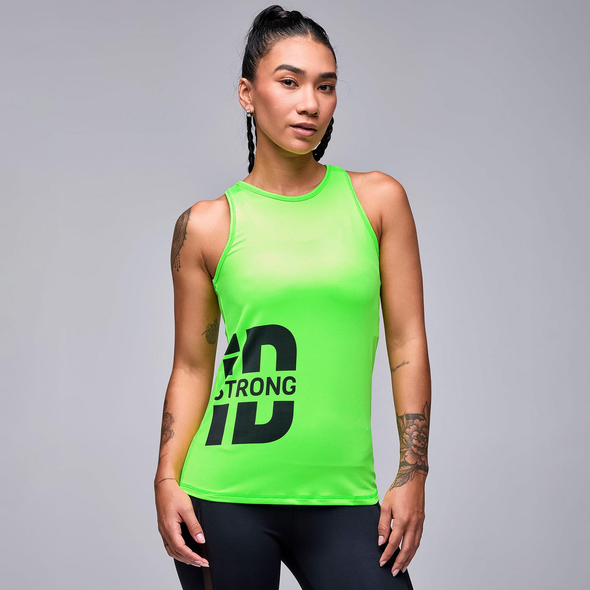 STRONG iD Fitted High Neck Waist Length Tank
