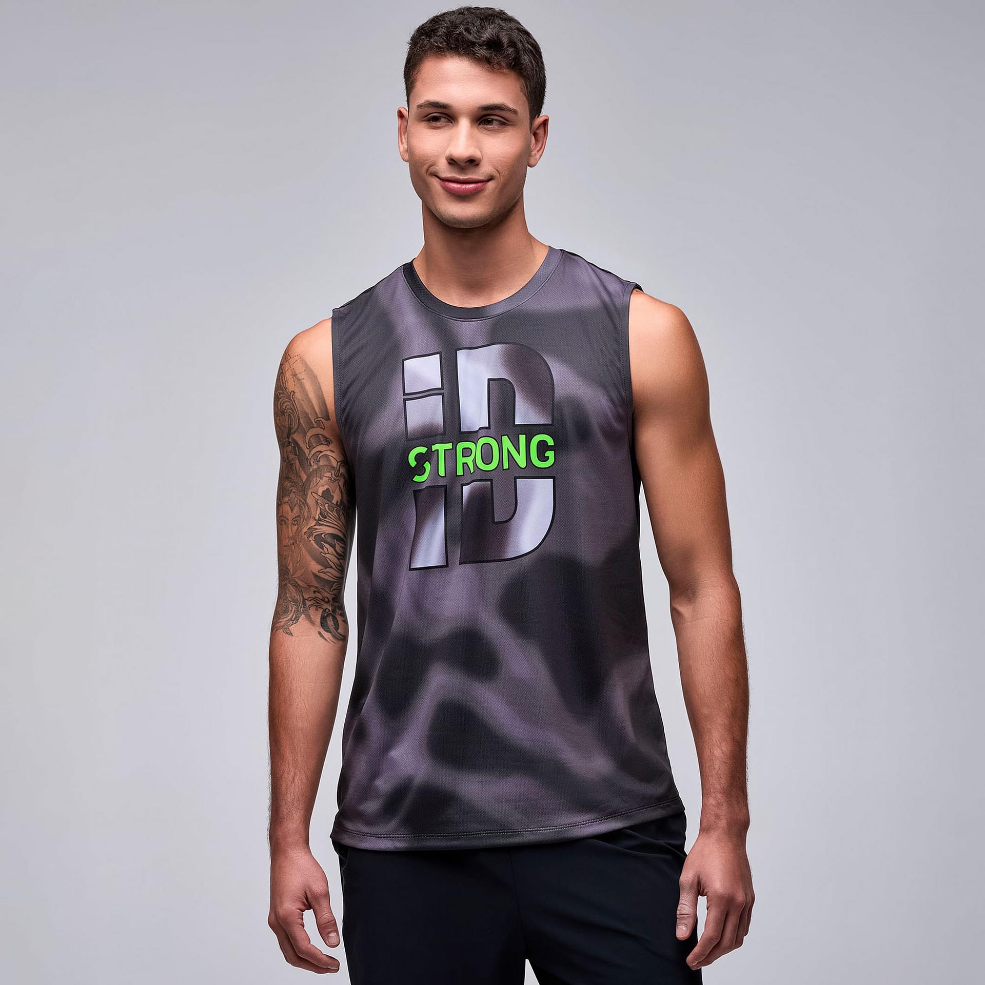 STRONG iD Men's Wide Shoulder Tank - Black/Gray