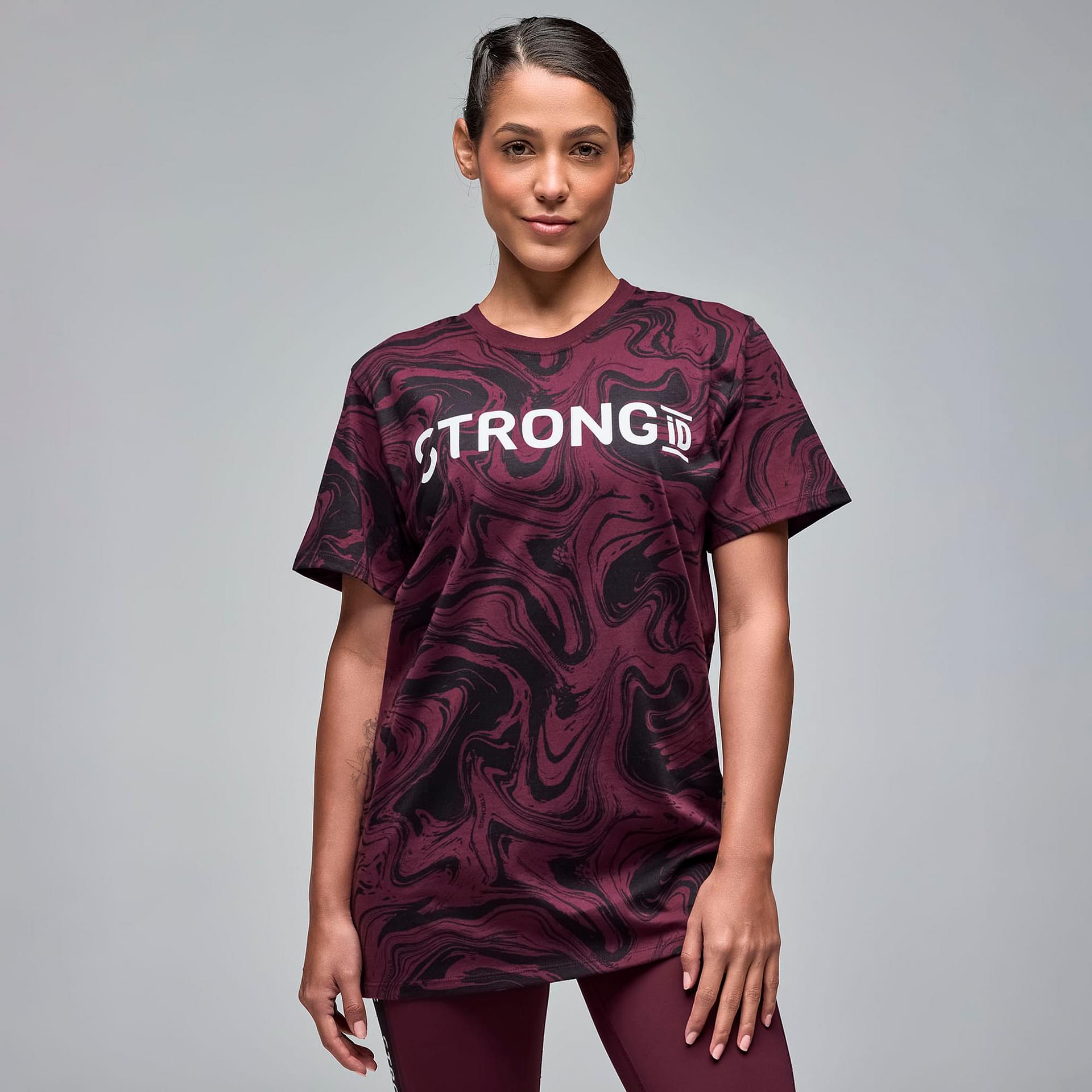 STRONG iD Unisex Tee - Burgundy/Black