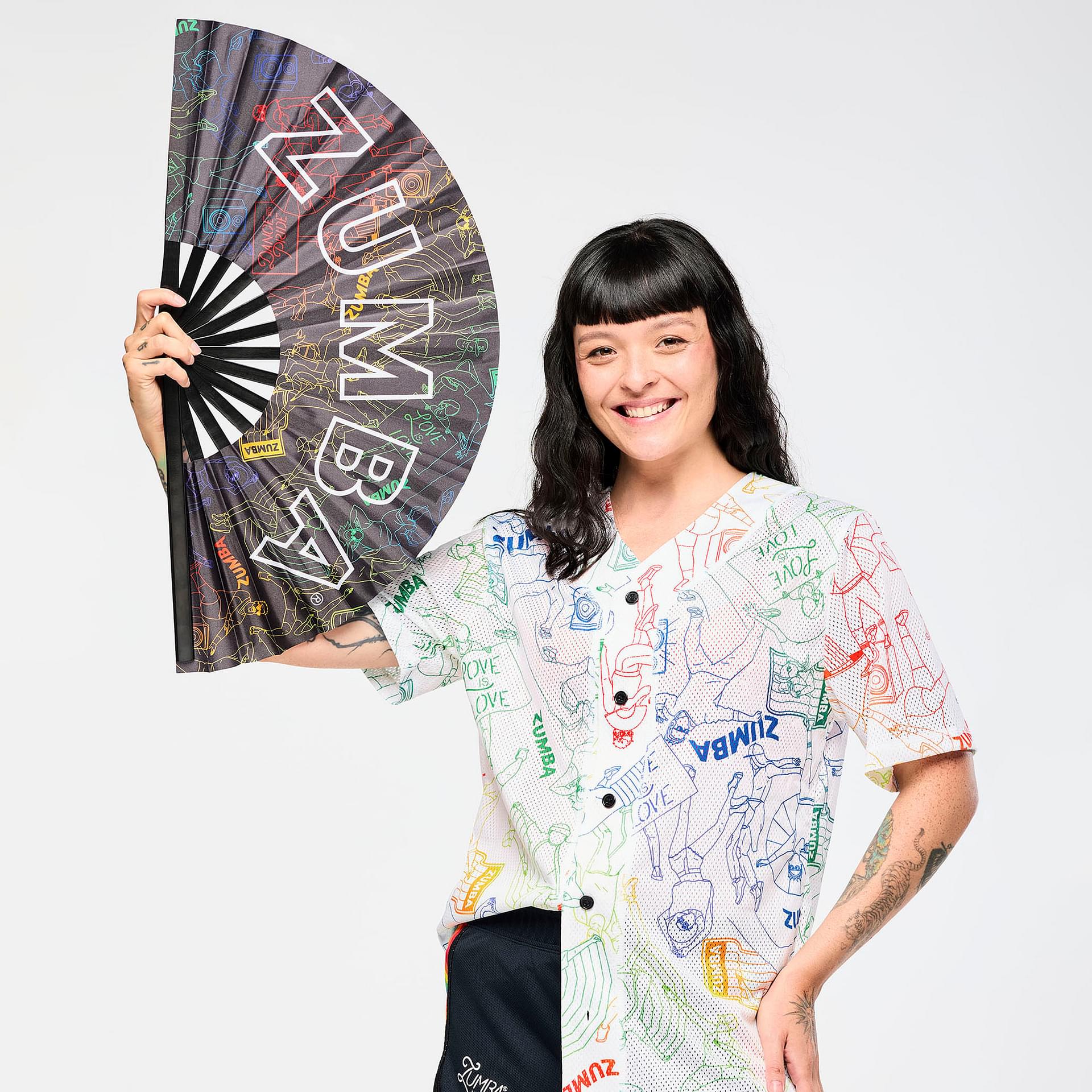 Rainbow Ombre Hand Fan - Celebrate Zumba Spirit with Vibrant