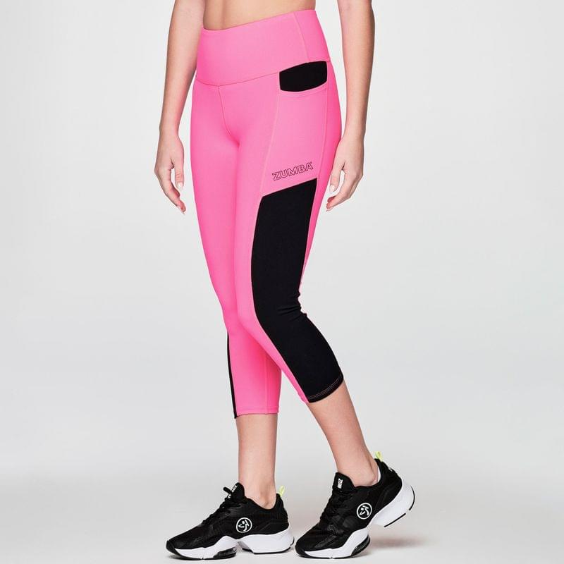 Zumba Electric Bright High Waisted Crop Leggings