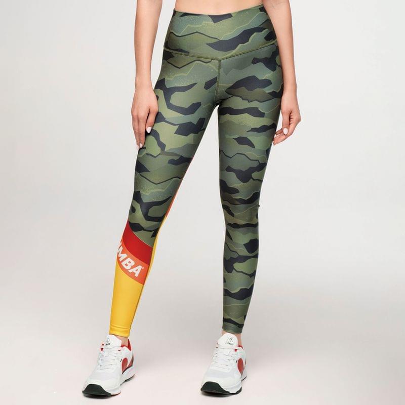 Zumba Explore High Waisted Ankle Leggings - Olive Expedition