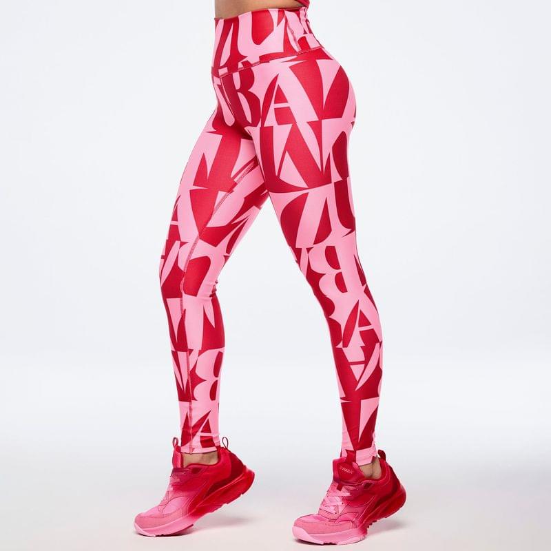 Zumba Haus High Waisted Ankle Leggings - Red/Pink