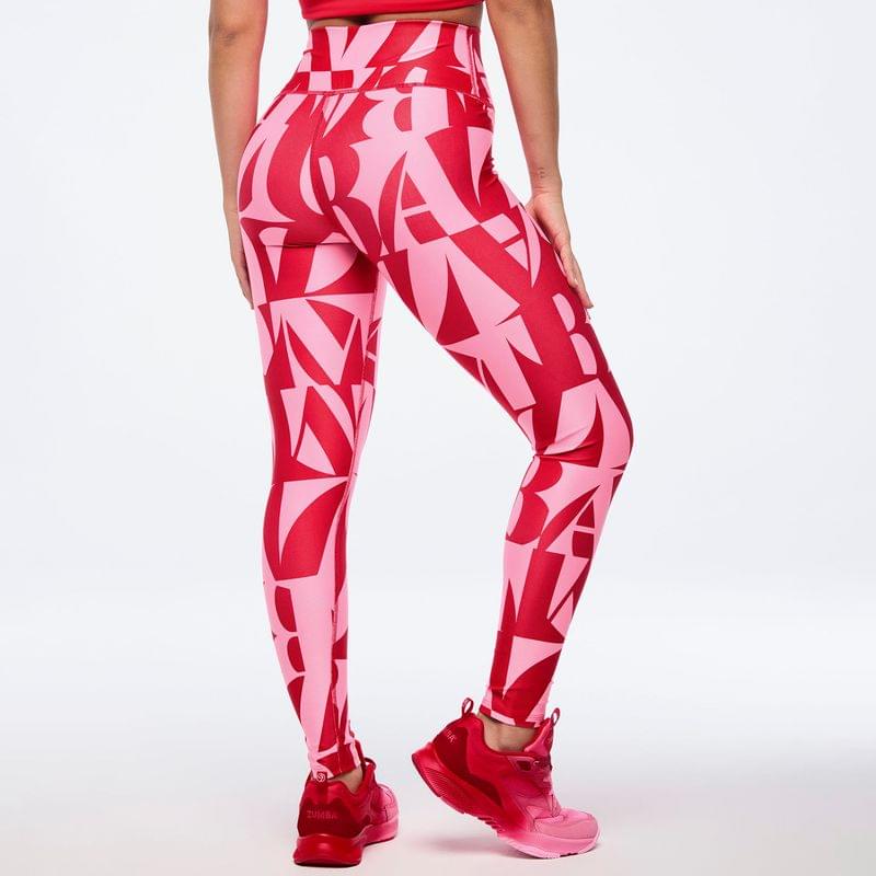 Zumba Haus High Waisted Ankle Leggings - Red/Pink
