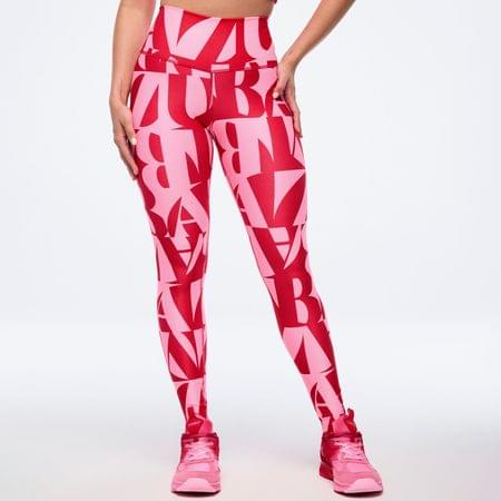 Zumba Haus High Waisted Ankle Leggings - Red/Pink