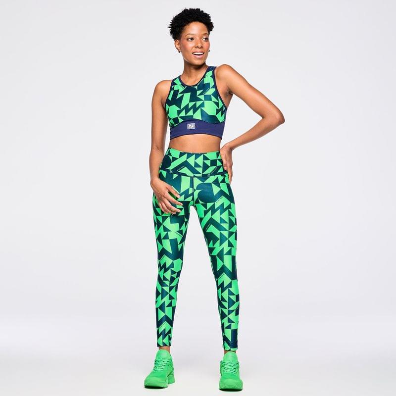 Zumba Out Loud High Waisted Ankle Leggings - Navy/Green