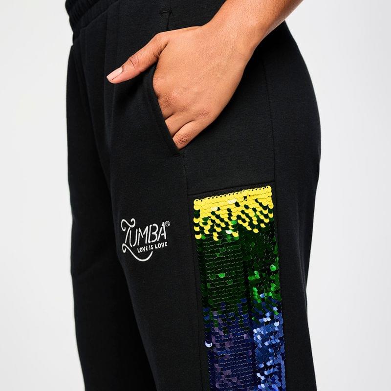 Zumba Wide Leg Sweatpants With Sequin Panels