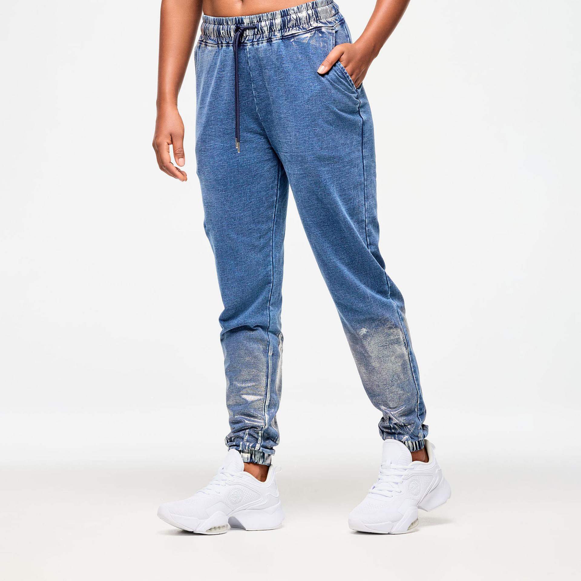 その他 Zumba Blue Jean Knit Pants <Denim>-M Inspiring Blue Jean Knit Pants for Women - Unique Distressed