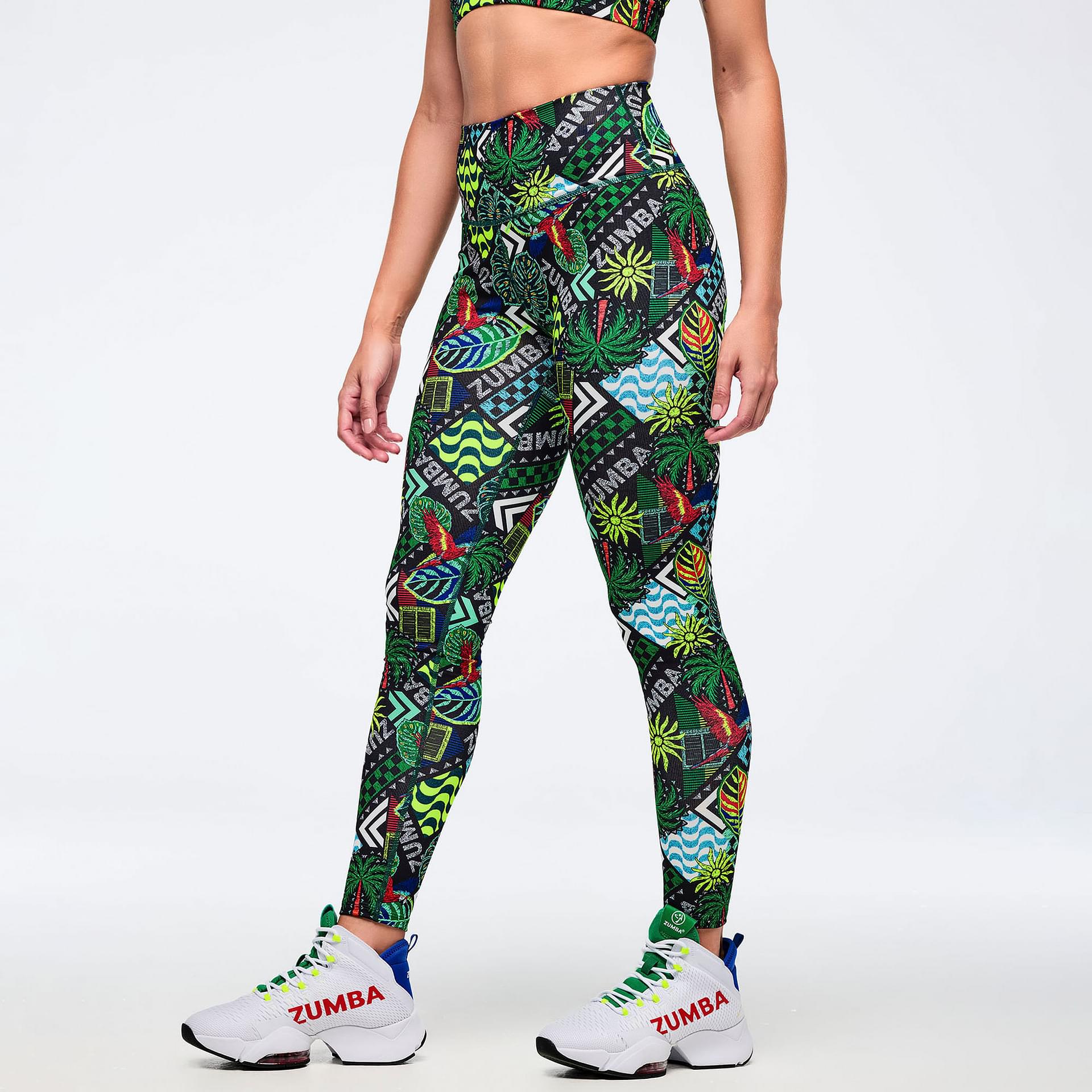 Latin Movement Magic High Waisted Ankle Leggings - Black/Green