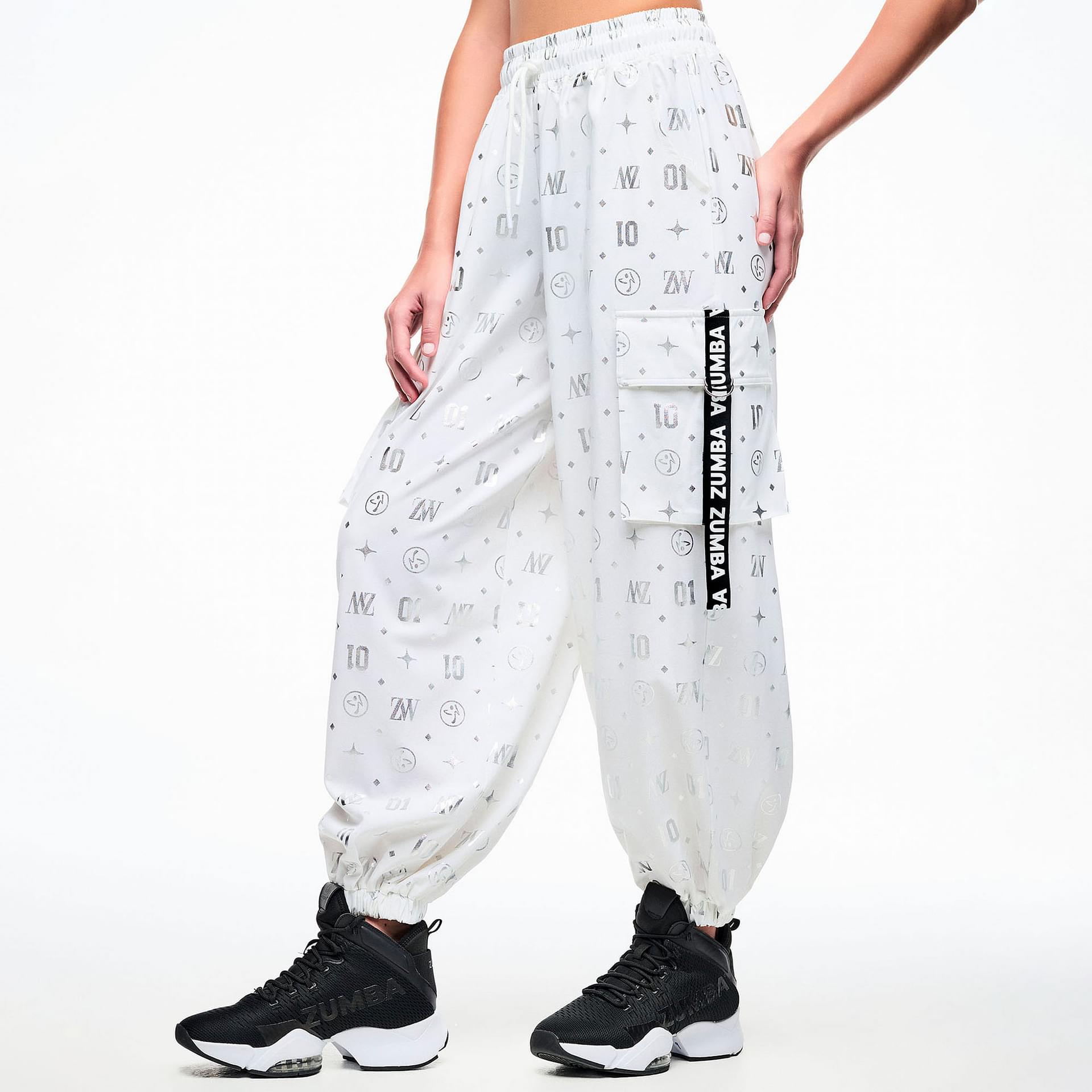 Dale-Z Parachute Cargo Pants - White/Silver
