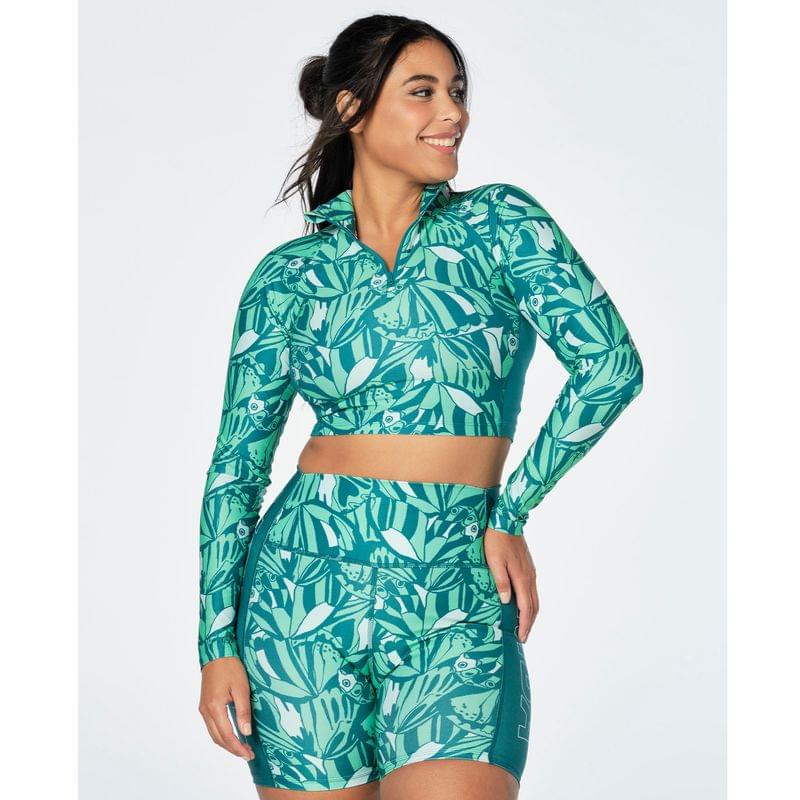 Zumba Butterfly Long Sleeve Crop Top