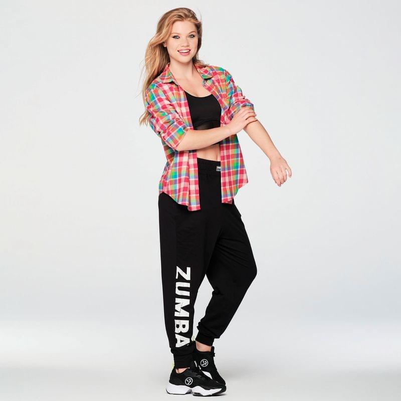 Zumba Plaid Pop Button Down