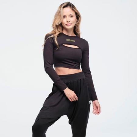 Funscape Long Sleeve Crew Neck Crop Top