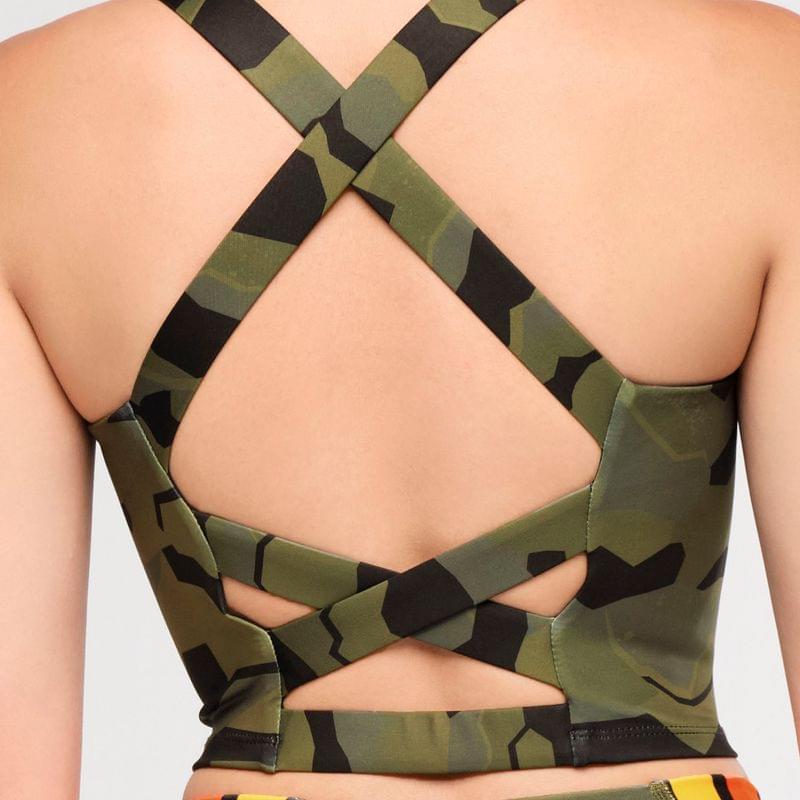 Zumba Explore Square Neck Tank Bra - Olive Expedition