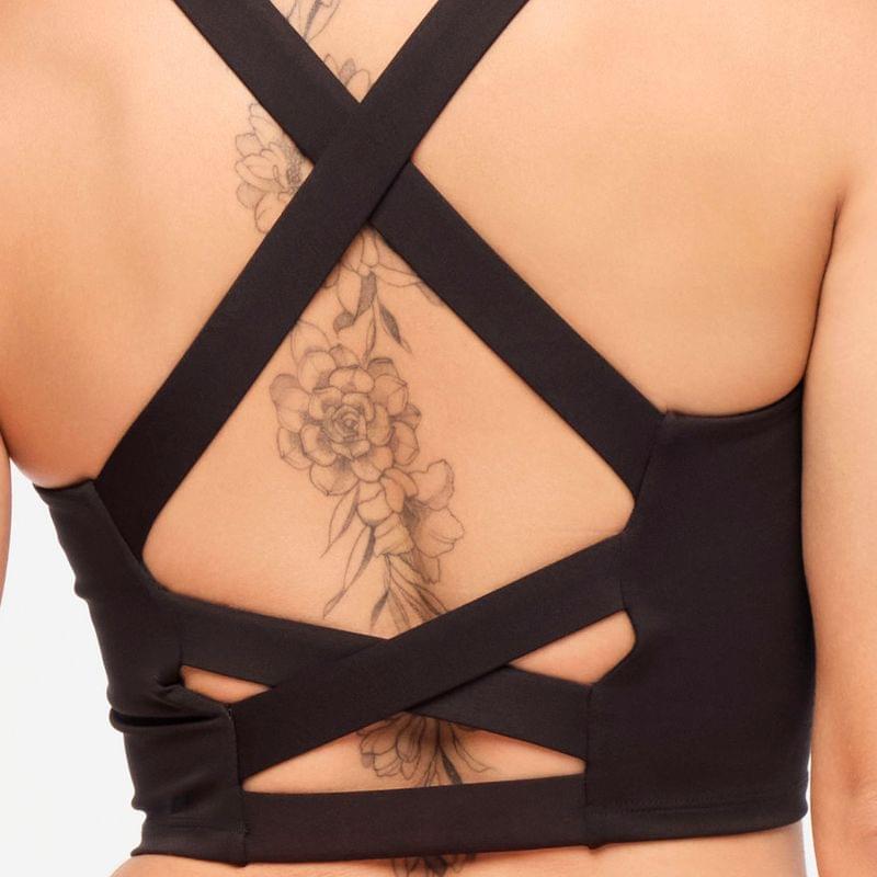 Zumba Explore Square Neck Tank Bra - Bold Black