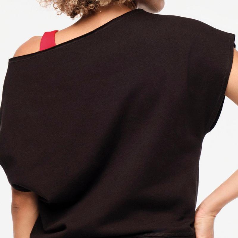 Zumba Explore Off The Shoulder Short Sleeve Sweatshirt - Bold Black