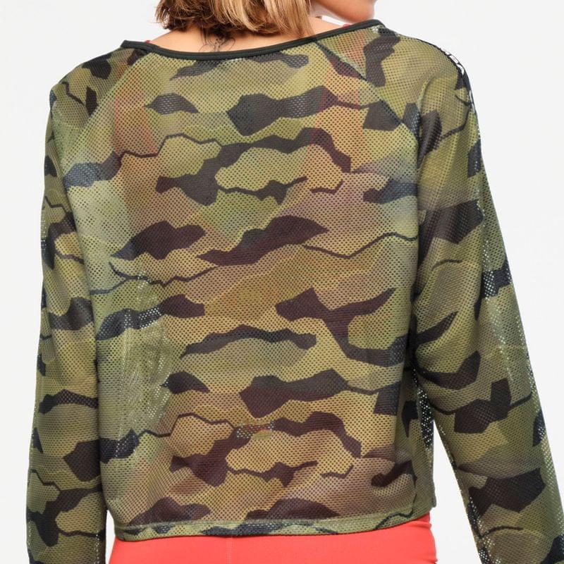 Zumba Explore Raglan Mesh Pullover - Olive Expedition