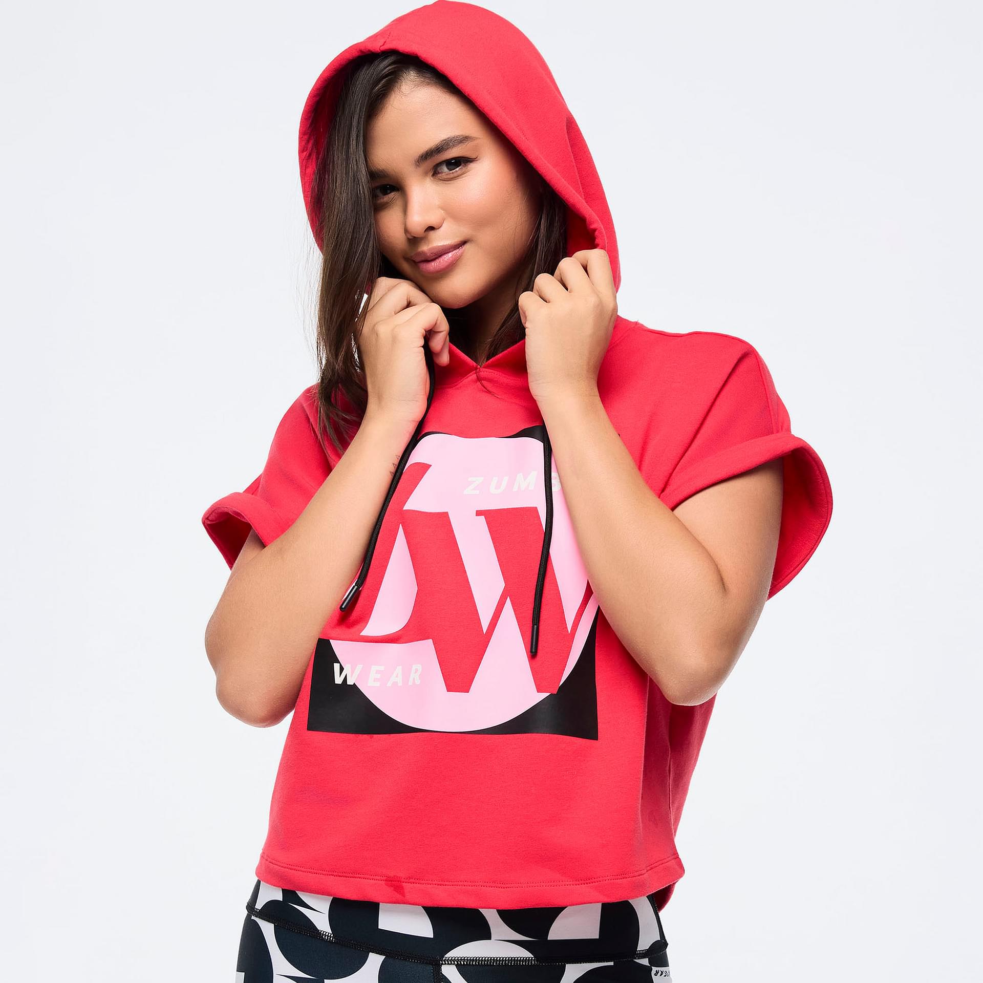Zumba Haus Short Sleeve Crop Pullover Hoodie