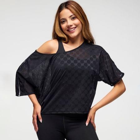 Zumba Runway Boxy Dolman Mesh Crop Top