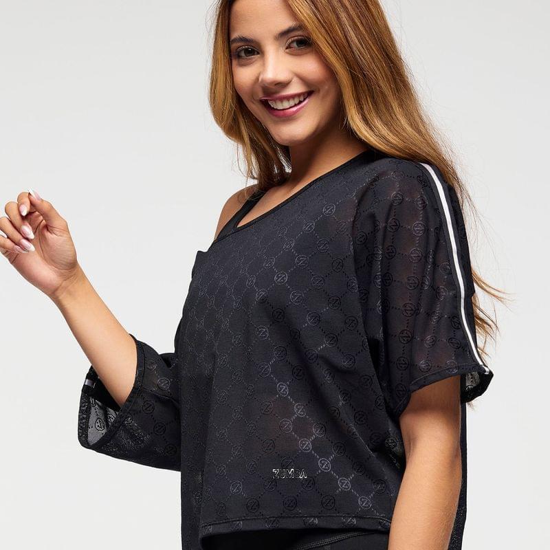 Zumba Runway Boxy Dolman Mesh Crop Top