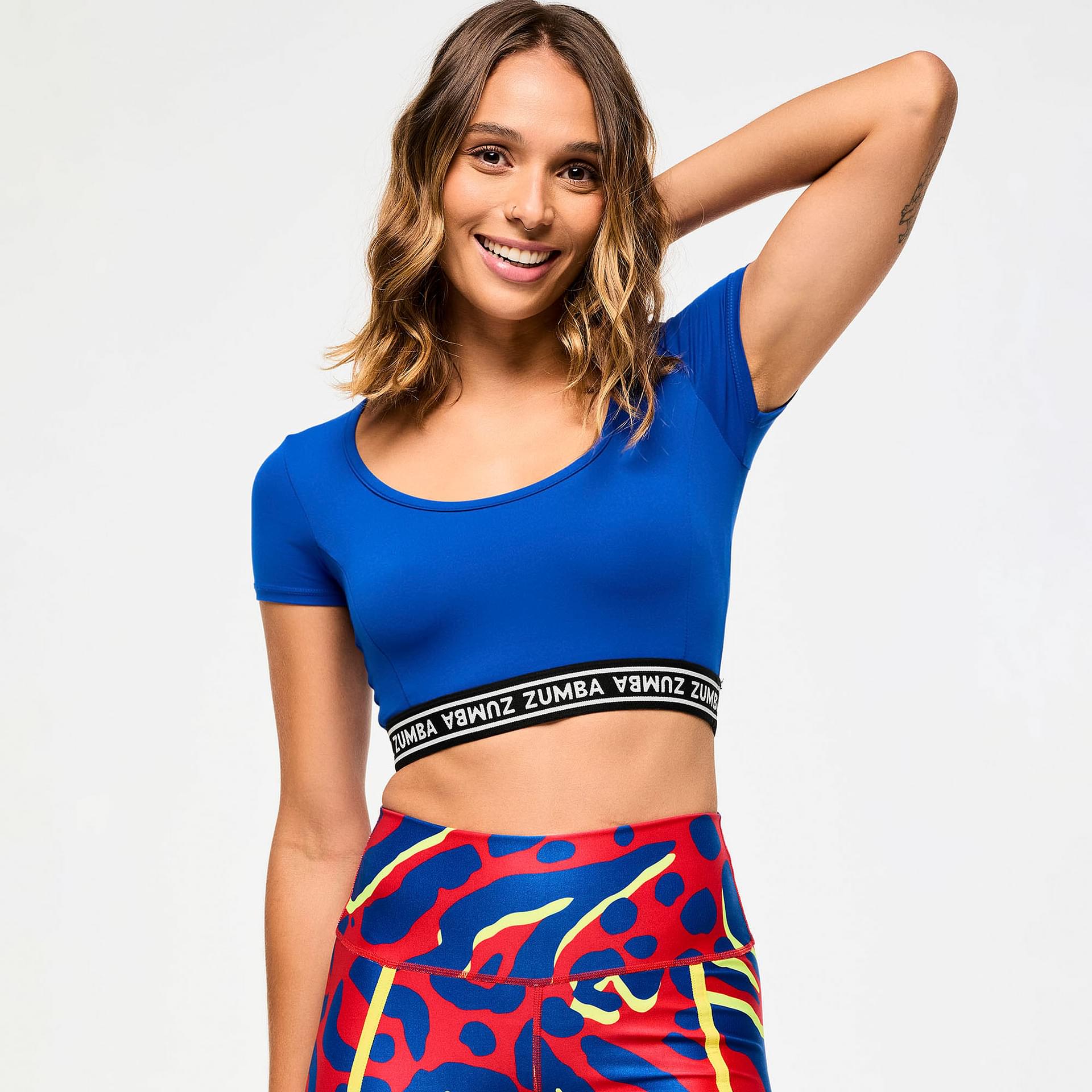 ズンバ Zumba Victory Scoop Neck Crop Top Surfs Up Blue Inspire Your Workout with the Victory Scoop Neck Crop Top