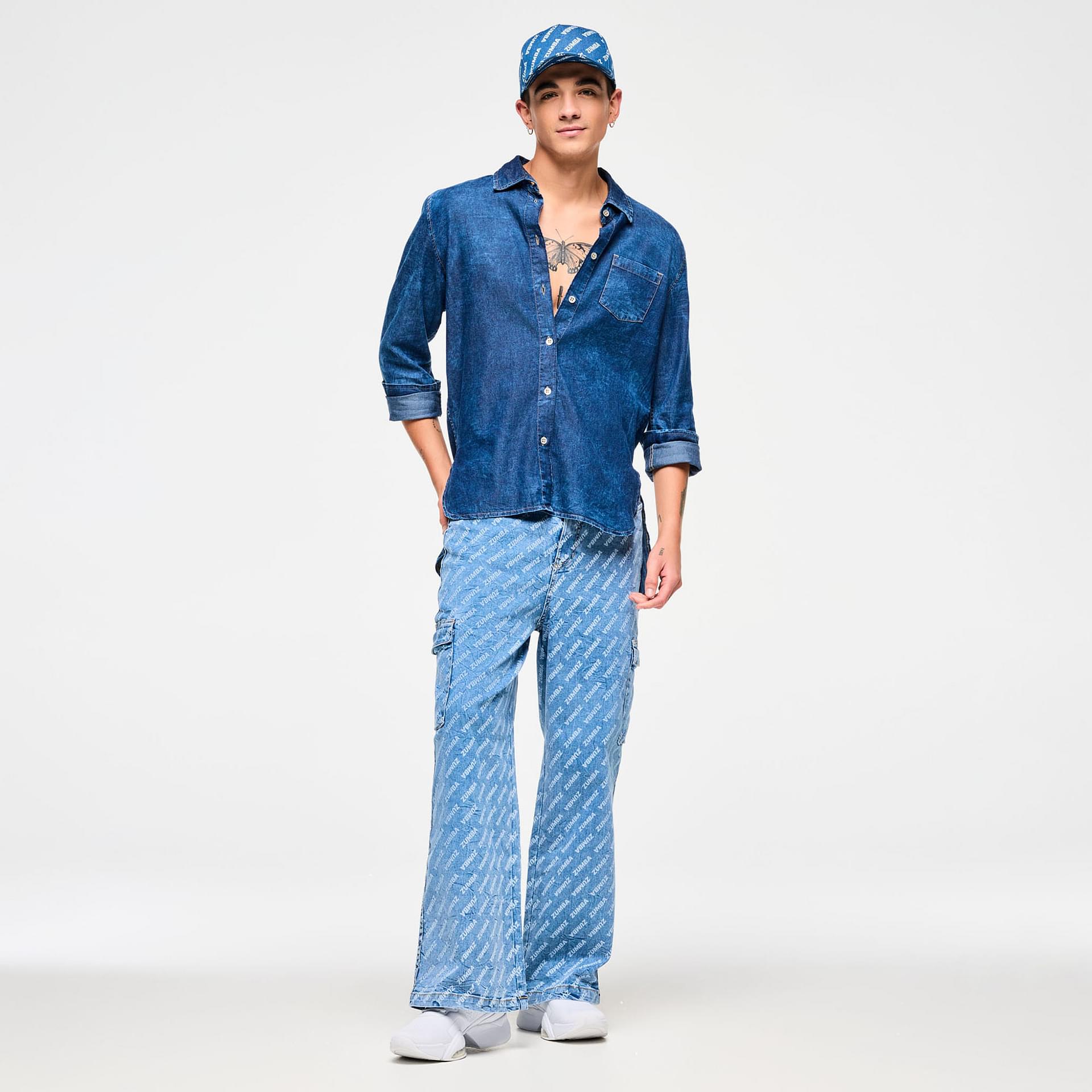 新作♪ユニセックスZumba Blue Jean High Low Button Down-Denim Blue Jean High Low Button Down – Zumba Wear | STRONG iD