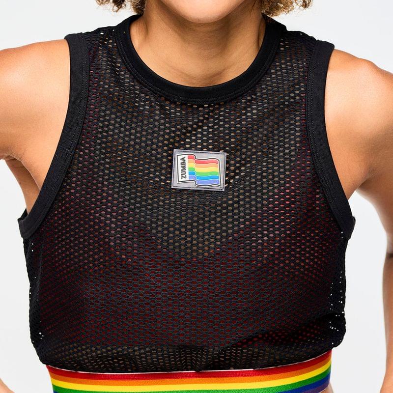 Zumba Crop Mesh Tank With Elastic Waistband