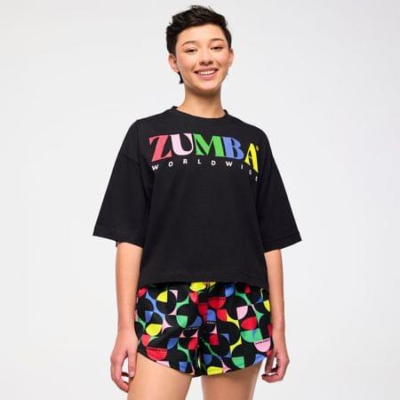 Zumba Haus Oversized Boxy Crop Top - Black