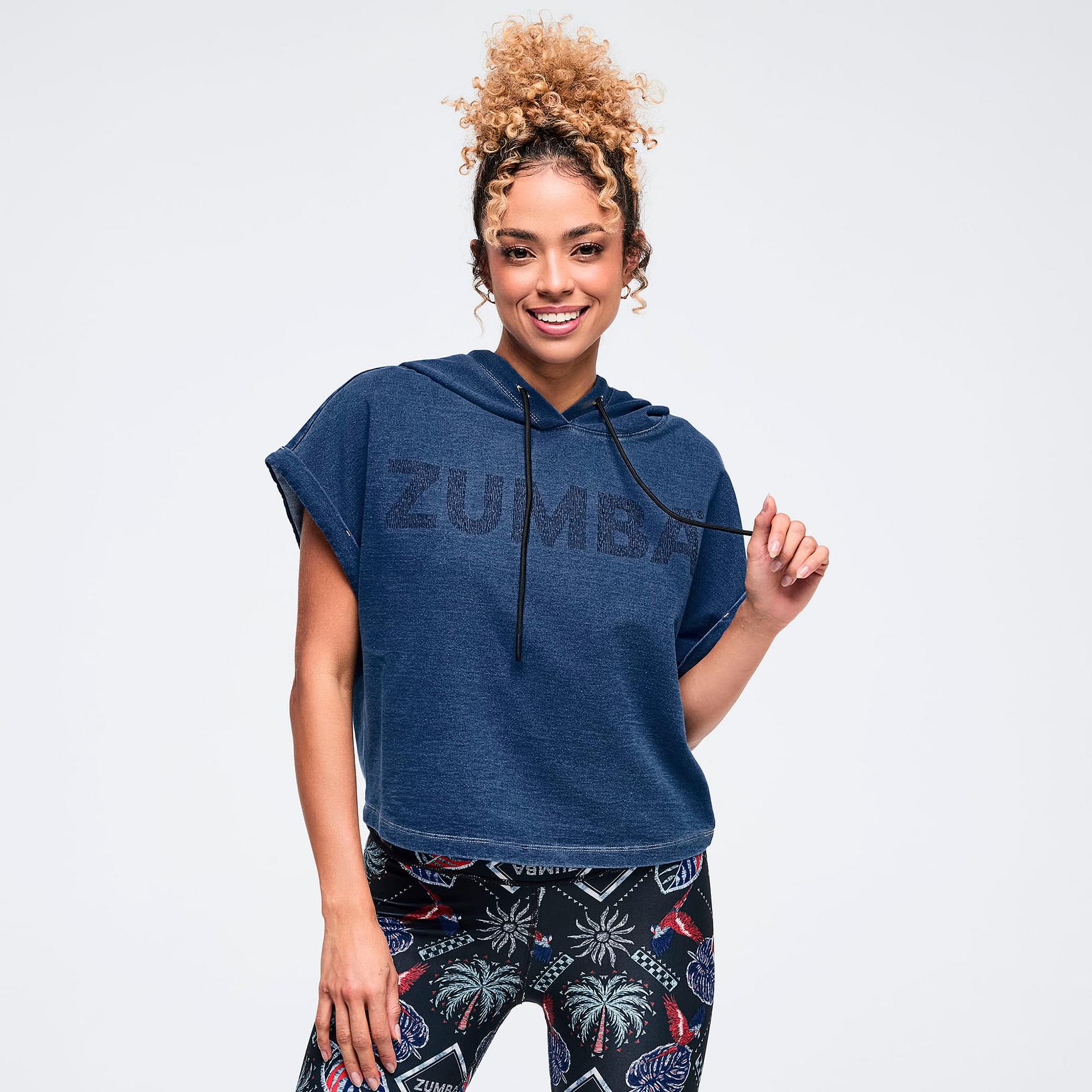 Latin Movement Short Sleeve Crop Pullover Hoodie