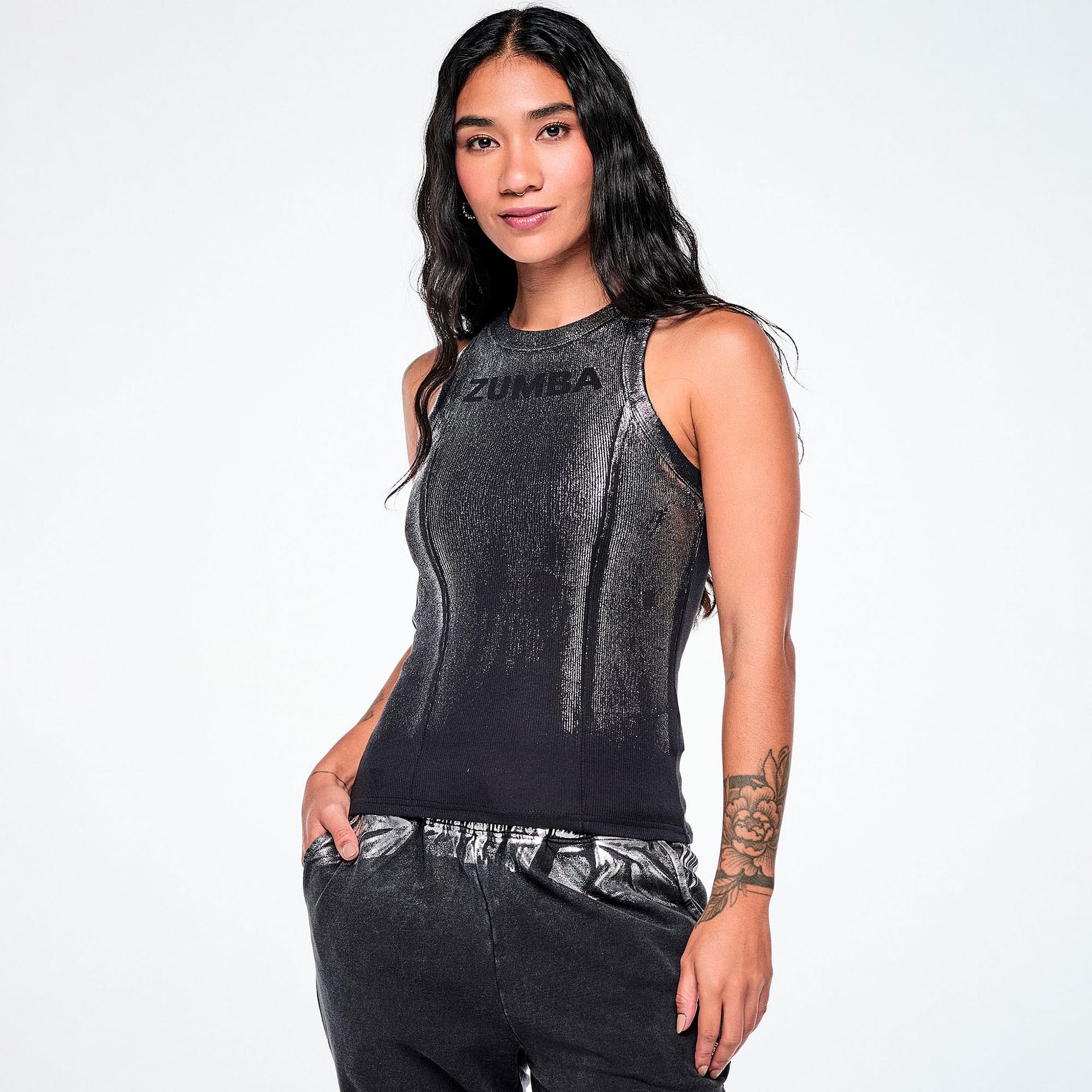 Rock 'n' Roll Fitted High Neck Rib Tank