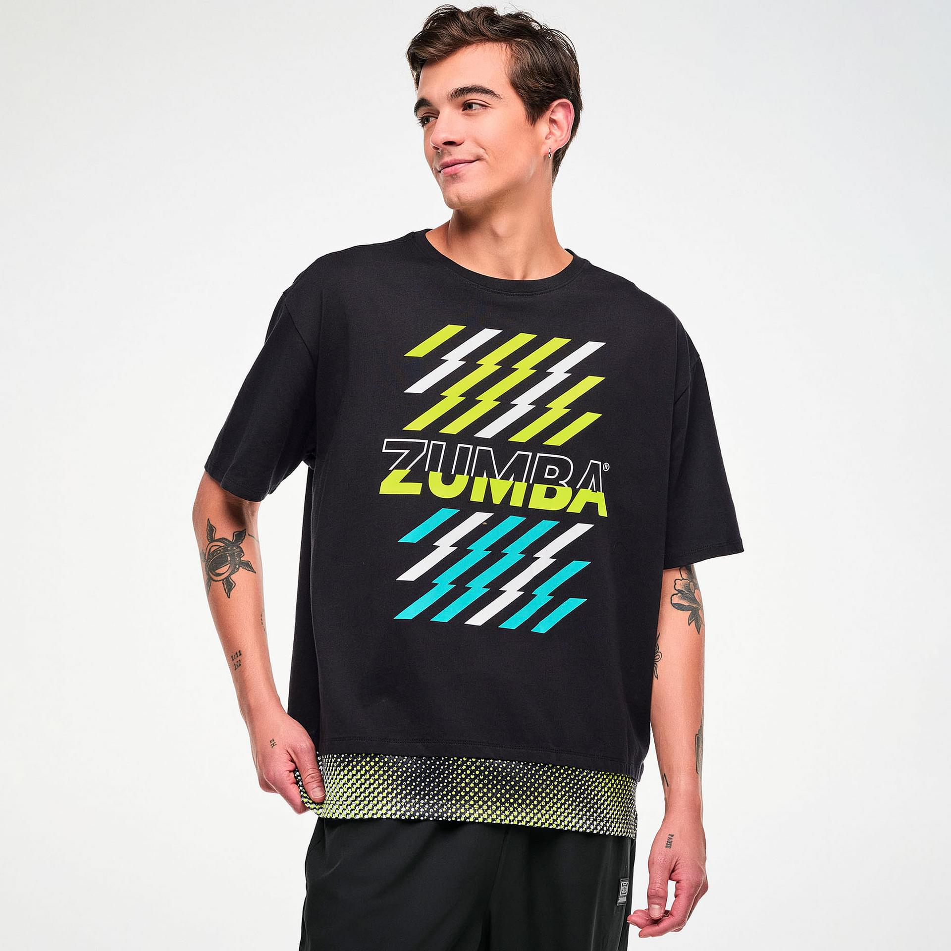 Electric Feel Men's Tee With Double Layered Hem