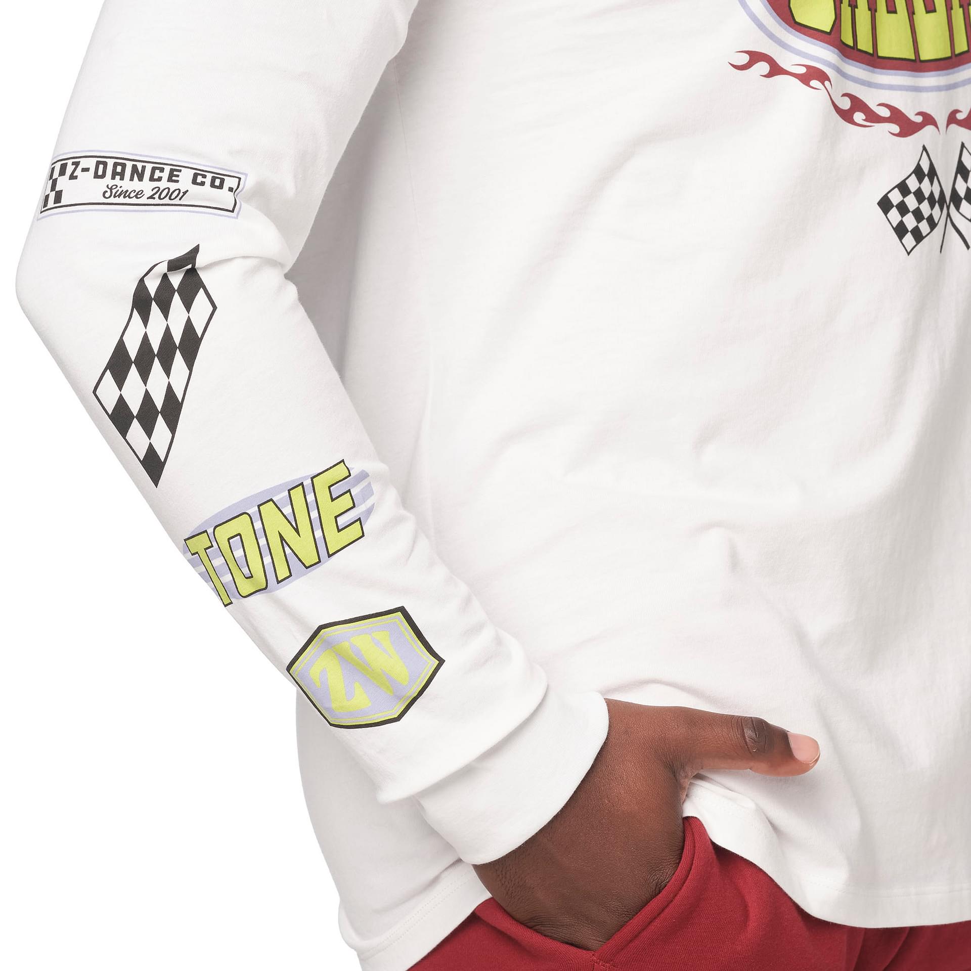 ズンバ男女兼The Dance Floor Is Calling Long Sleeve Tee-White The Dance Floor Is Calling Long Sleeve Tee