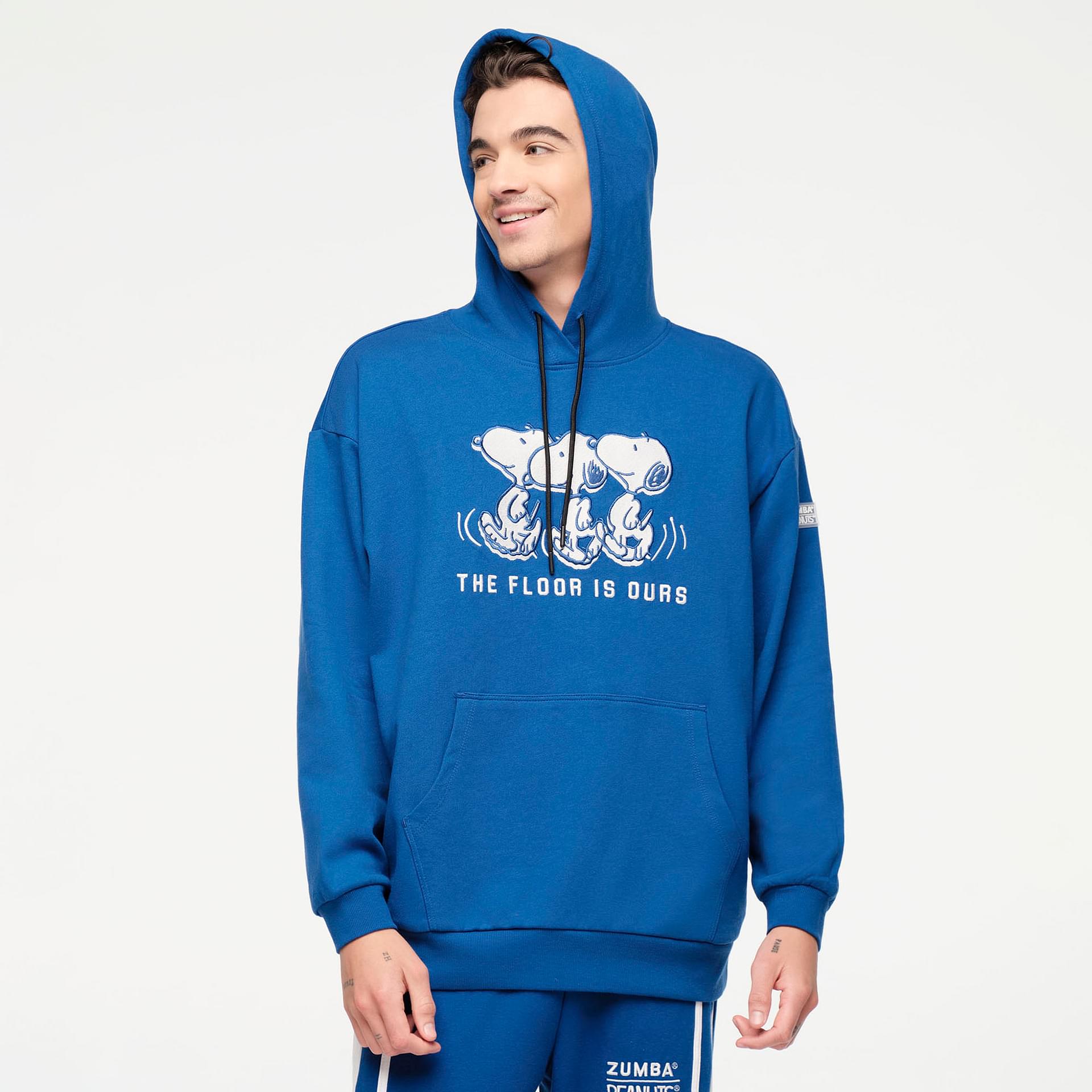 フィットネストップス Zumba X Peanuts Unisex Pullover Hoodie Blue Surfs Up Blue Zumba X Peanuts Unisex Pullover Hoodie - Surfs Up Blue