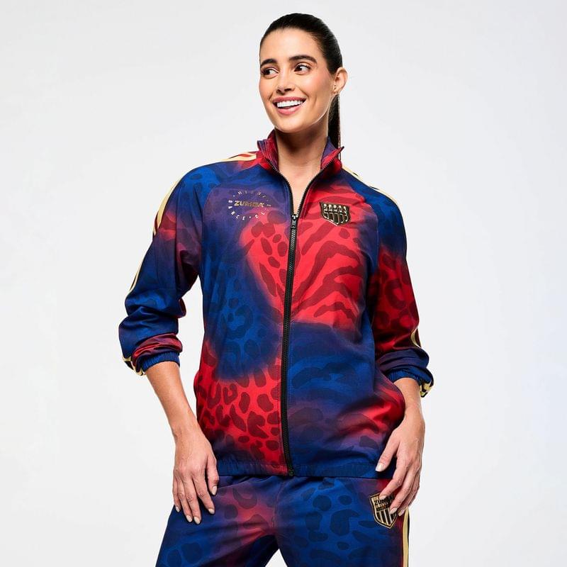 Victory Zip Up Mock Neck Woven Raglan Jacket