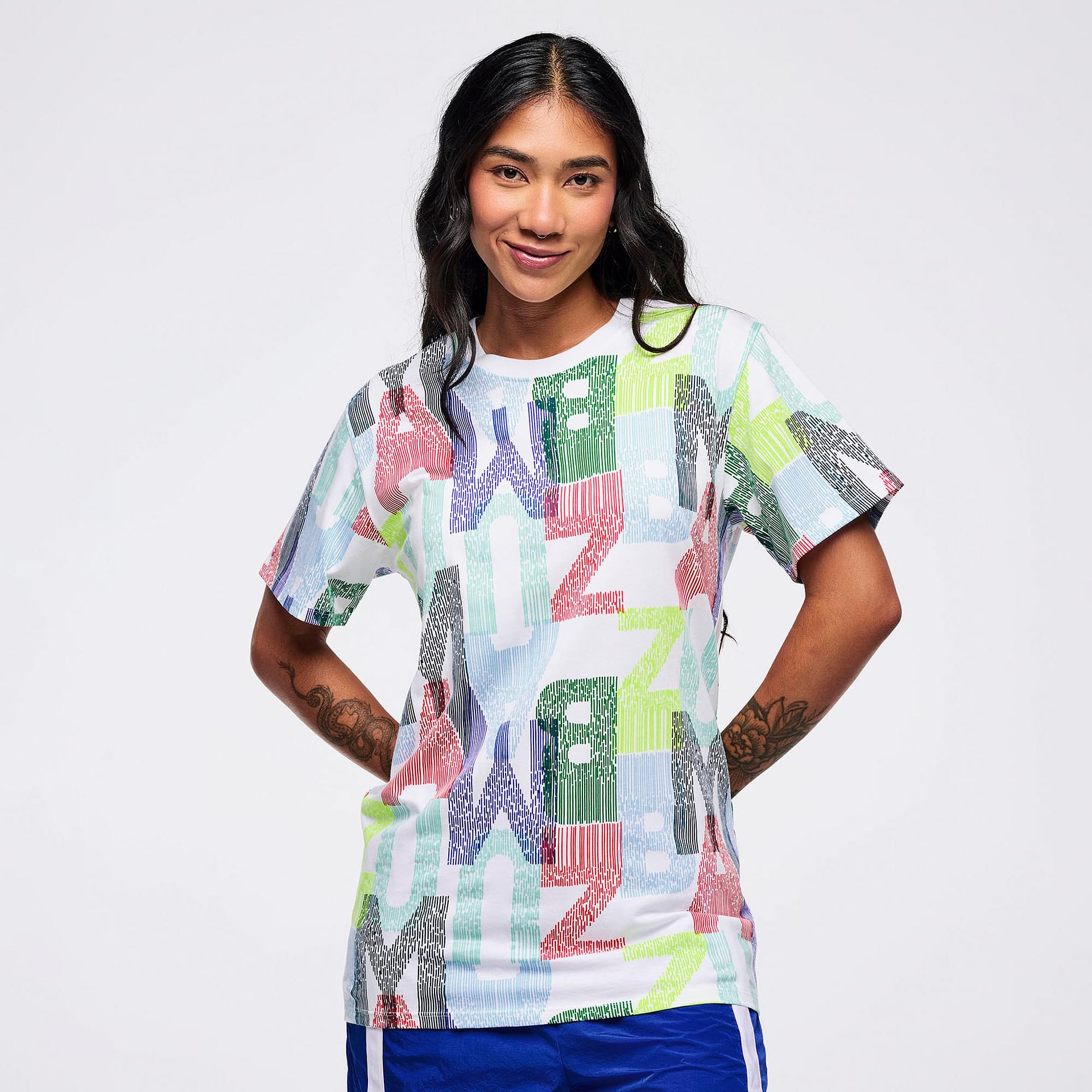 Latin Movement Unisex Crew Neck Tee - White/Blue