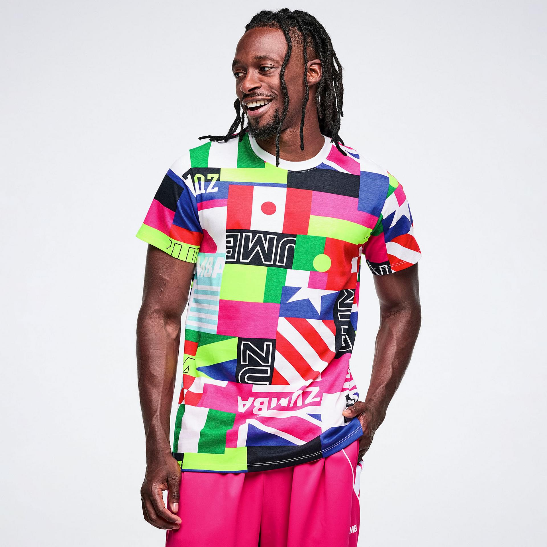 Worldwide Unisex Crew Neck Tee - White/Pink
