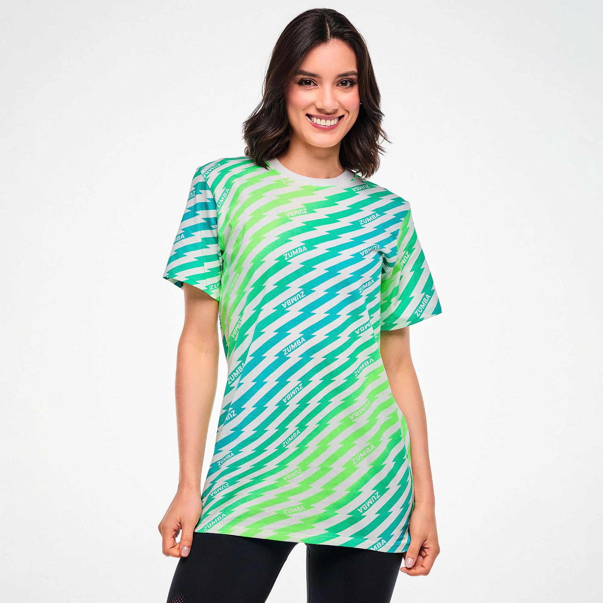 Electric Feel Unisex Crew Neck Tee - Green/Blue