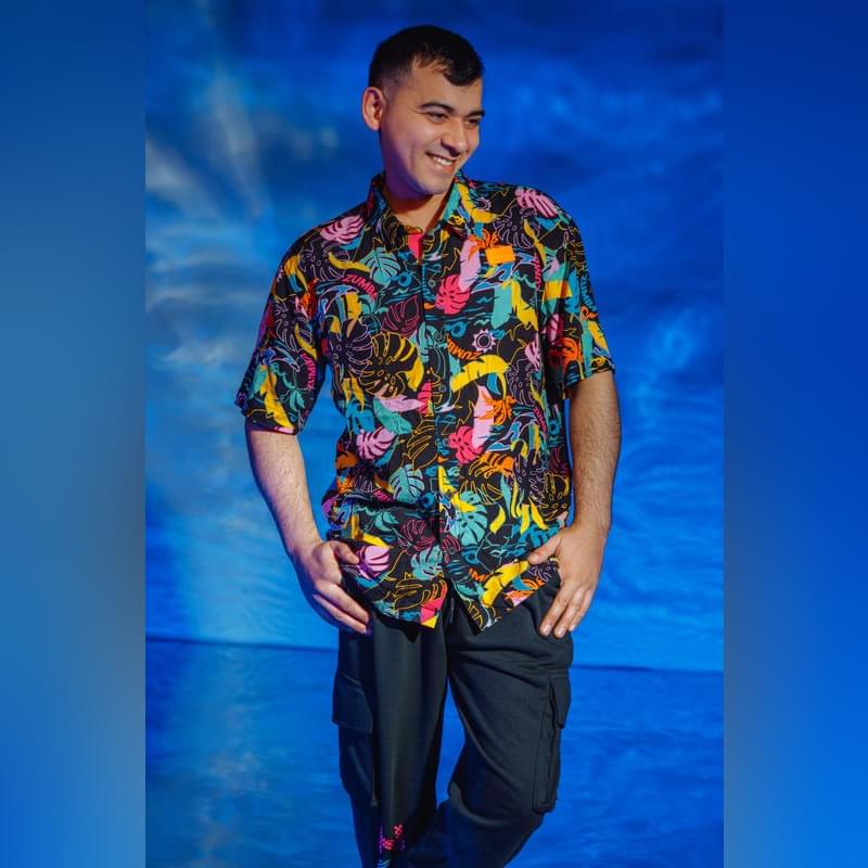 Zumba Palm Party Short Sleeve Button Up