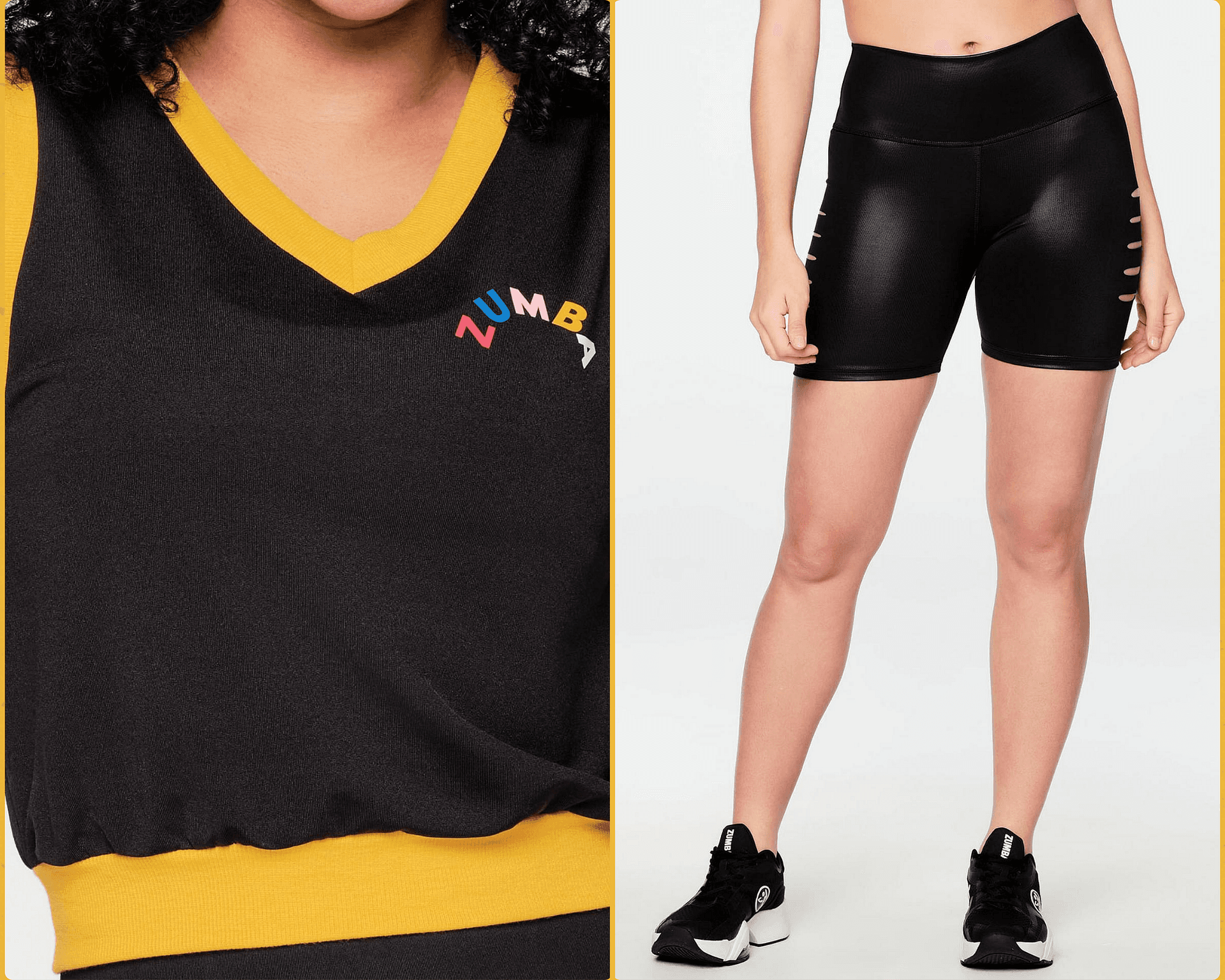 Bundle-Zumba Retro Sweater Vest+High Waisted Slashed Biker Shorts(2 Pcs.)