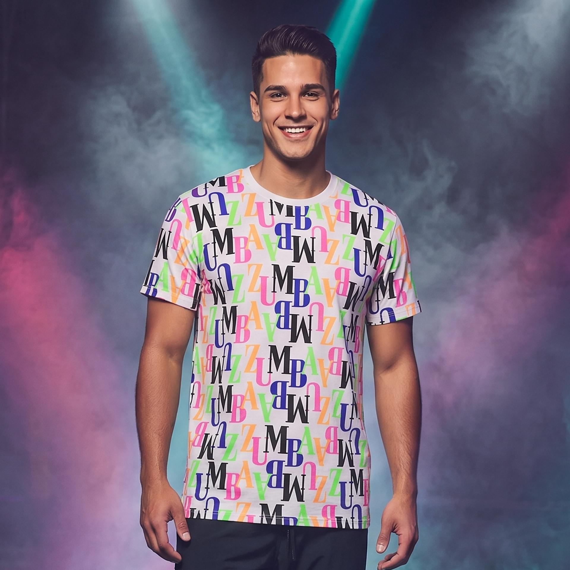 Dale-Z Unisex Crew Neck Tee - White/Multi